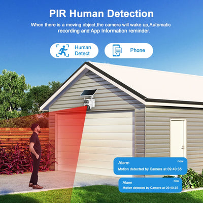Caméra Solaire WiFi Double Objectif 8MP Vision Nocturne PIR