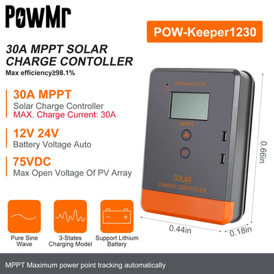 Régulateur de Charge Solaire MPPT 12V 24V - vue 7