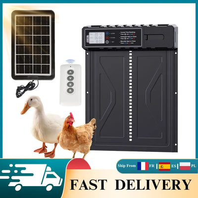 Porte Automatique de Poulailler Solaire Aluminium avec Minuterie à Écran