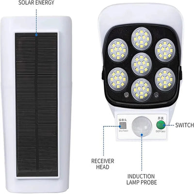 Projecteur Solaire 66 LED Détecteur Mouvement Caméra Factice