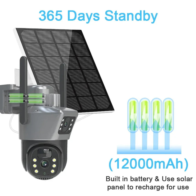 Caméra Solaire 4K WiFi Double Lentille PTZ