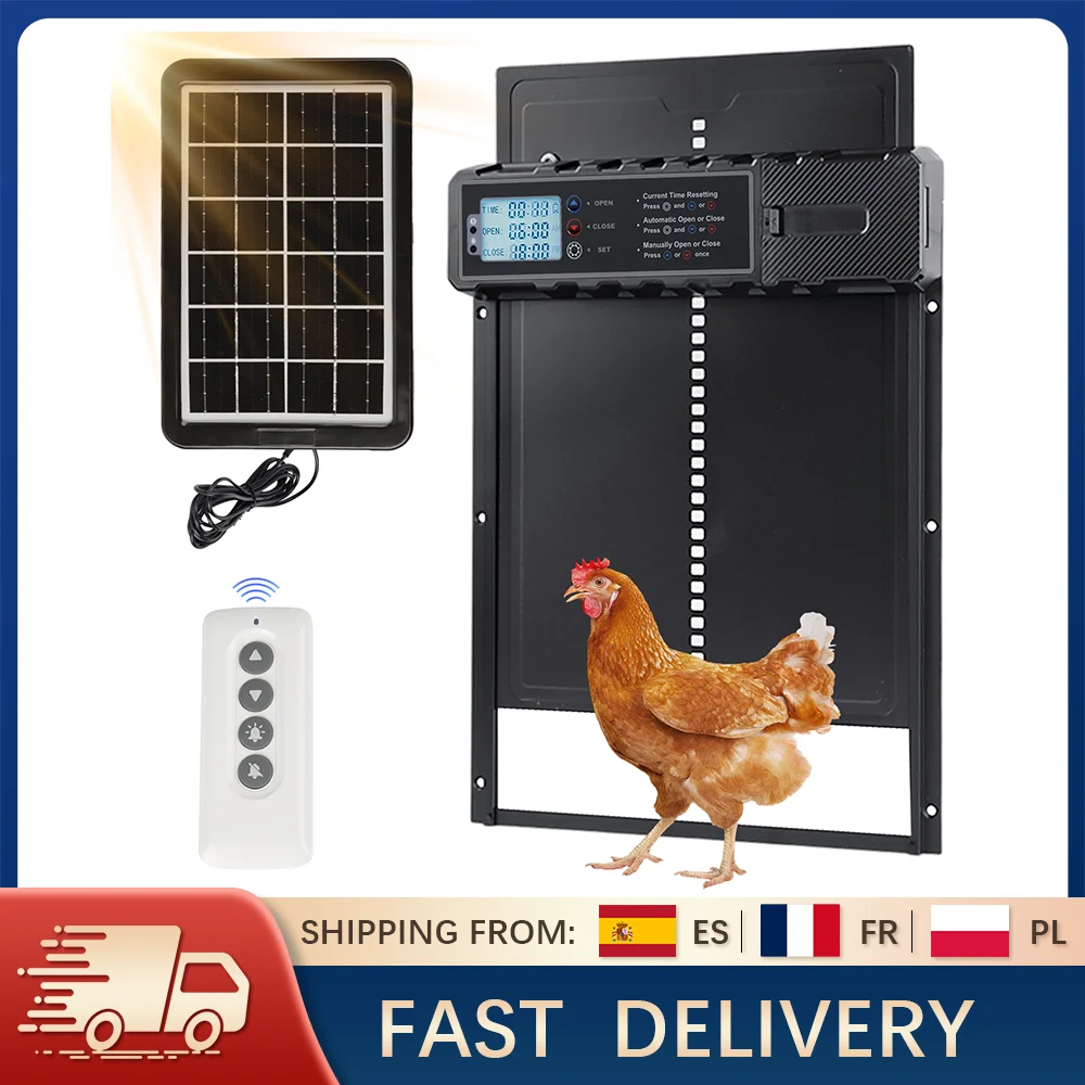 Porte Automatique de Poulailler Solaire Alliage Aluminium Tout Temps
