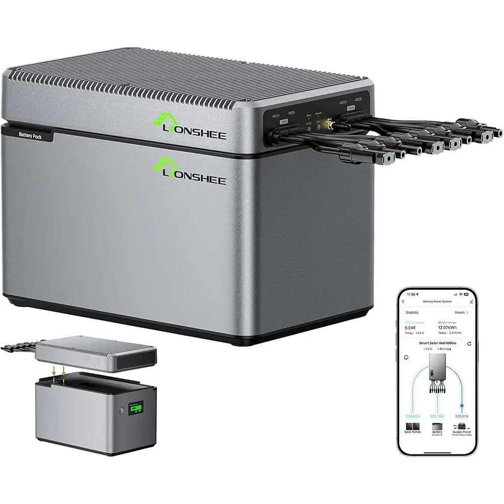 Kit Solaire de Balcon LIONSHEE avec Batterie LiFePO4 et Micro-Onduleur