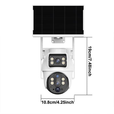 Caméra Solaire WiFi Double Objectif 8MP Vision Nocturne PIR