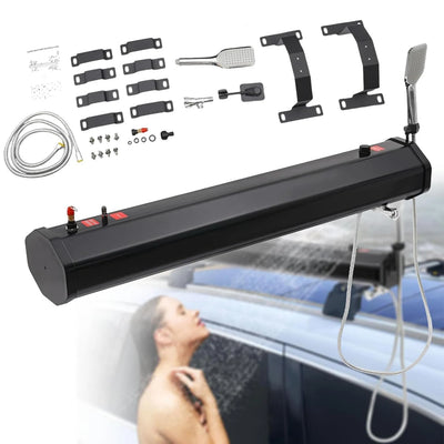 Douche Solaire de Toit 30 L Noire avec Kit de Fixation