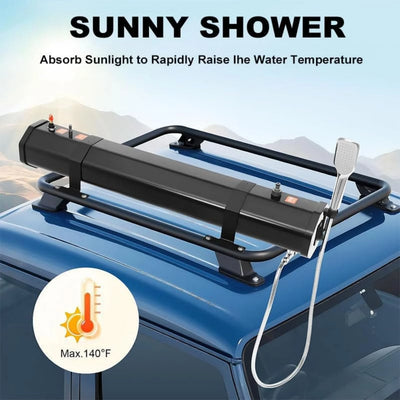 Douche Solaire de Toit 30 L Noire avec Kit de Fixation