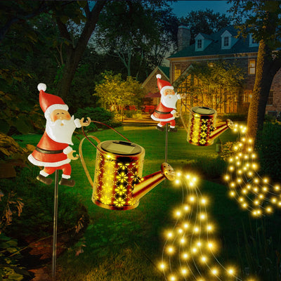 Lanterne Solaire Père Noël Arrosoir LED à Suspendre Jardin