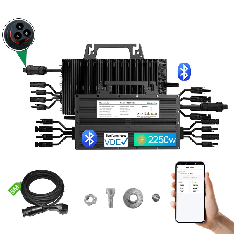 Micro-Onduleur Solaire Balcon 2250W 4 MPPT WiFi