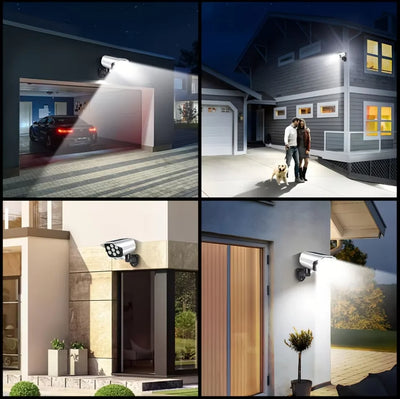 Projecteur Solaire 66 LED Détecteur Mouvement Caméra Factice