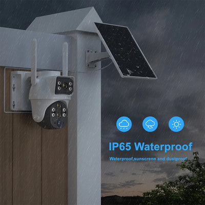 Caméra Solaire WiFi Double Objectif 8MP Vision Nocturne PIR