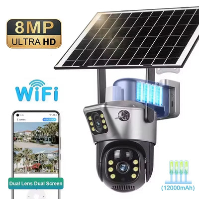 Caméra Solaire 4K WiFi Double Lentille PTZ