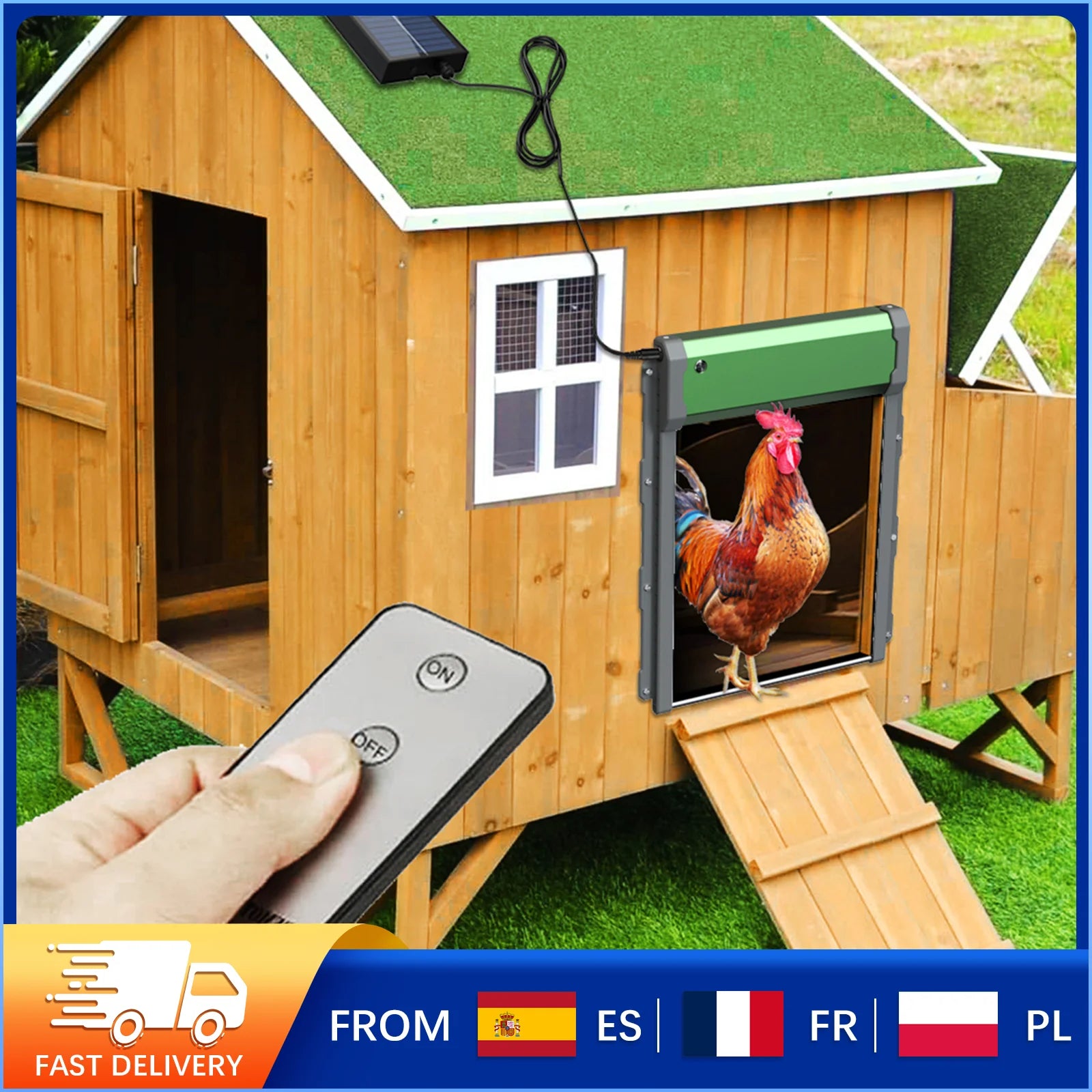 Porte Automatique de Poulailler Solaire à Volet Roulant Aluminium