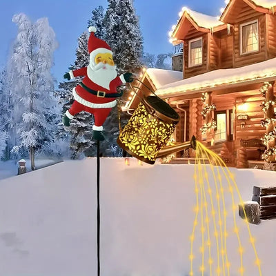 Lanterne Solaire Père Noël Arrosoir LED à Suspendre Jardin
