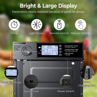 Porte Automatique de Poulailler Solaire Aluminium à Signal Sonore
