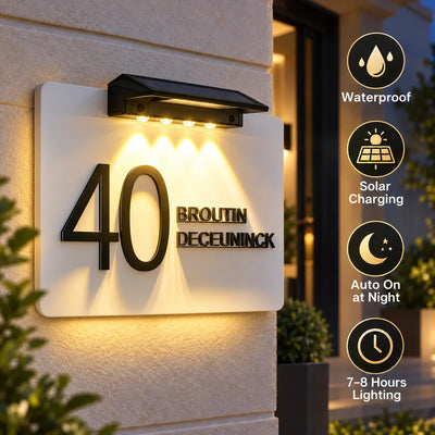 Plaque Numéro de Maison Solaire Acrylique Découpe Laser 3D Incurvée