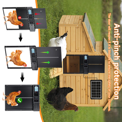 Porte Automatique de Poulailler Solaire Aluminium Anti-Pincement Étanche