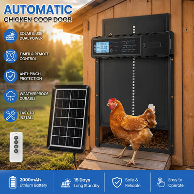 Porte Automatique de Poulailler Solaire en Aluminium Commande à Distance