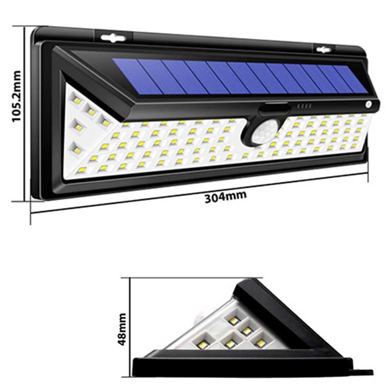 Applique solaire 90 LED noire avec détecteur de mouvement
