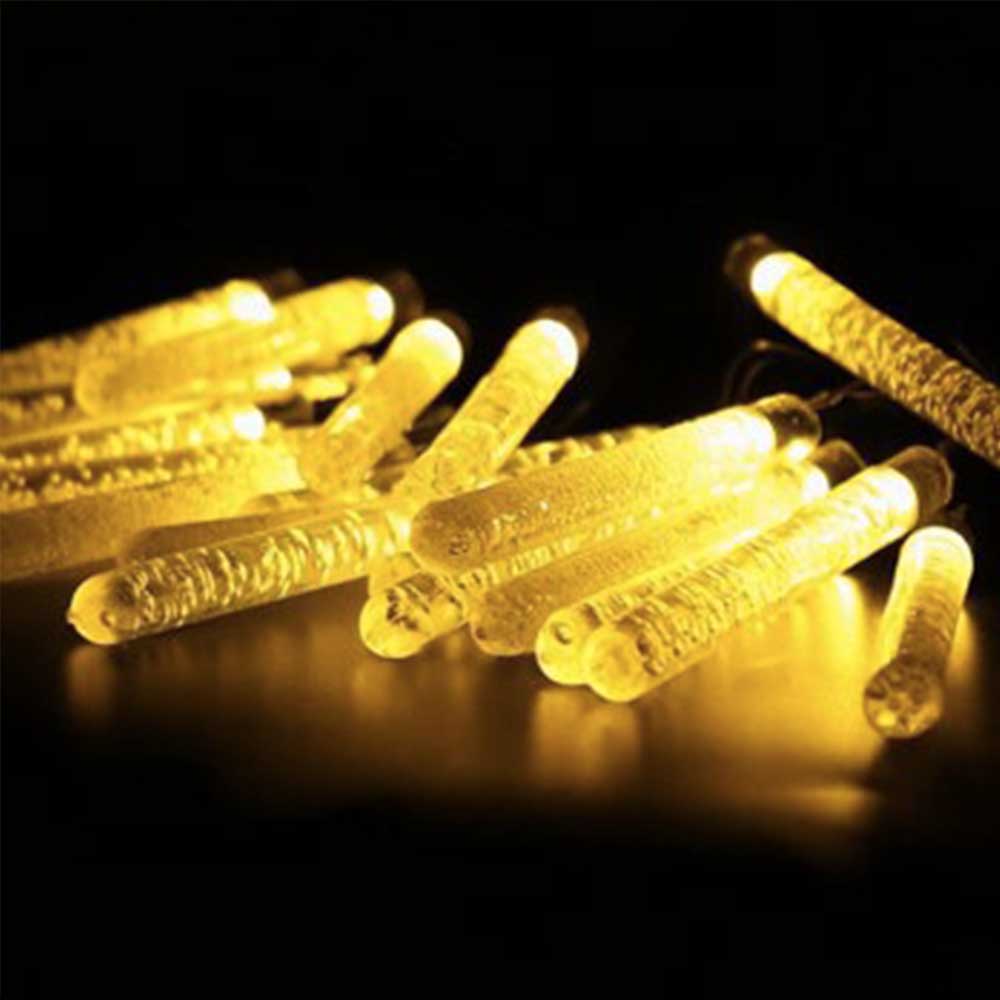 Guirlande solaire tube LED bulle jaune jardin