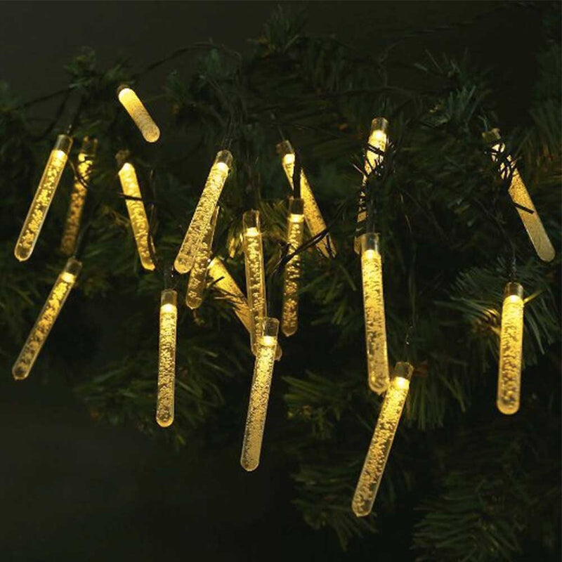 Guirlande solaire tube LED bulle jaune jardin