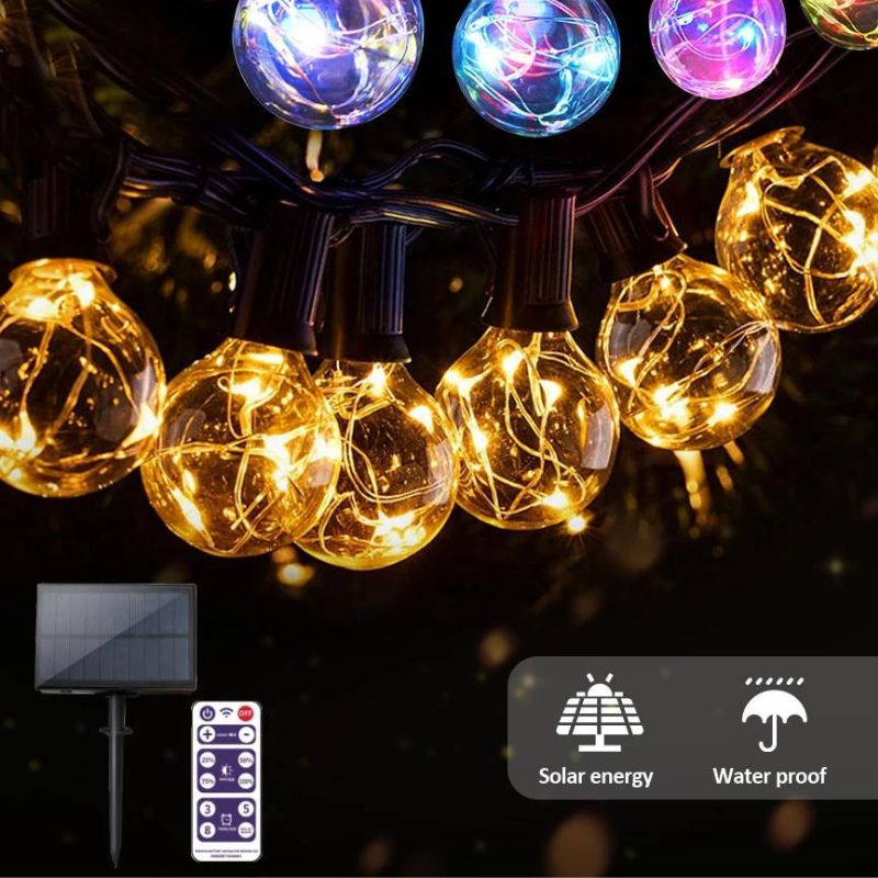 Guirlande solaire festons G40 ampoules vintage 8 modes