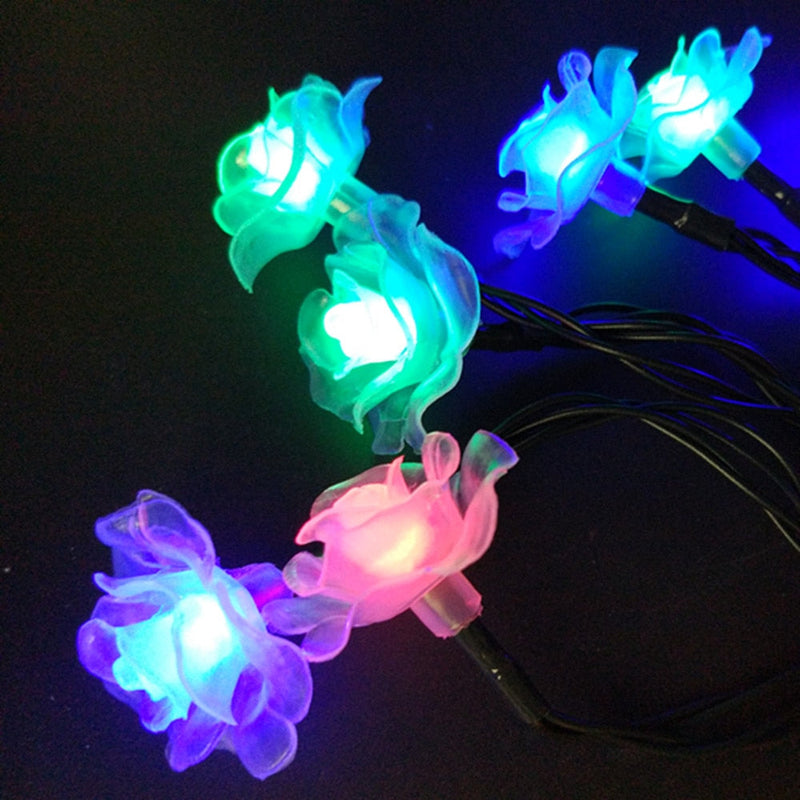 Guirlande solaire 50 roses blanches LED jardin
