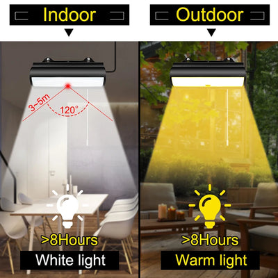 Lampe Solaire Suspendue Double Tête Capteur Mouvement Hangar IP65