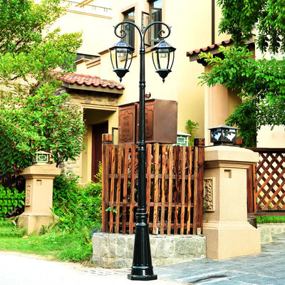 Réverbère Solaire Aluminium 2 Têtes Jardin