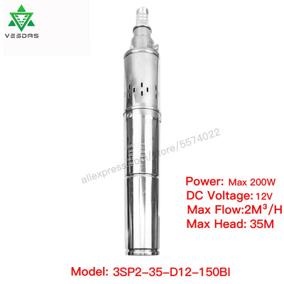 Pompe Solaire Submersible 370W à 750W 24V 48V 60V Inox MPPT