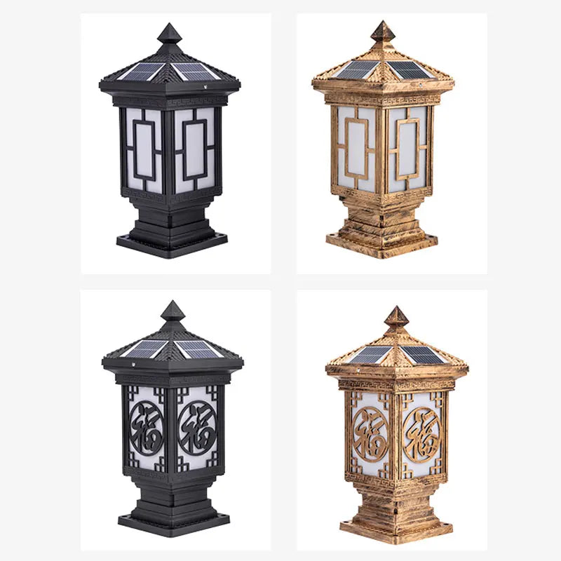 Lampe solaire pilier jardin décorative