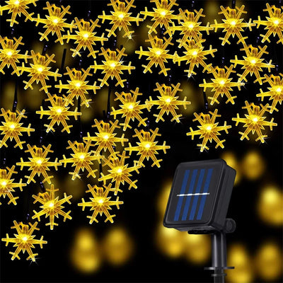 Guirlande Solaire Extérieur Flocon de Neige Noël 8 Modes Étanche