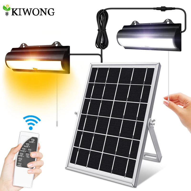 Lampe solaire suspendue double tête avec capteur de mouvement IP65