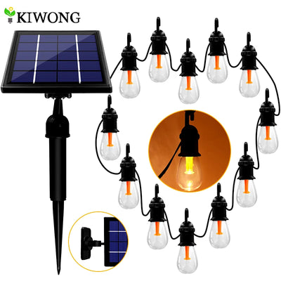 Guirlande Solaire Edison 12 Ampoules Blanc Chaud Extérieur
