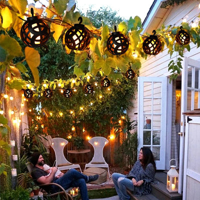 Guirlande Lanterne Solaire LED Flamme Vacillante 8 Boules Jardin