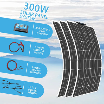Panneau Solaire Flexible 100W à 400W avec Kit