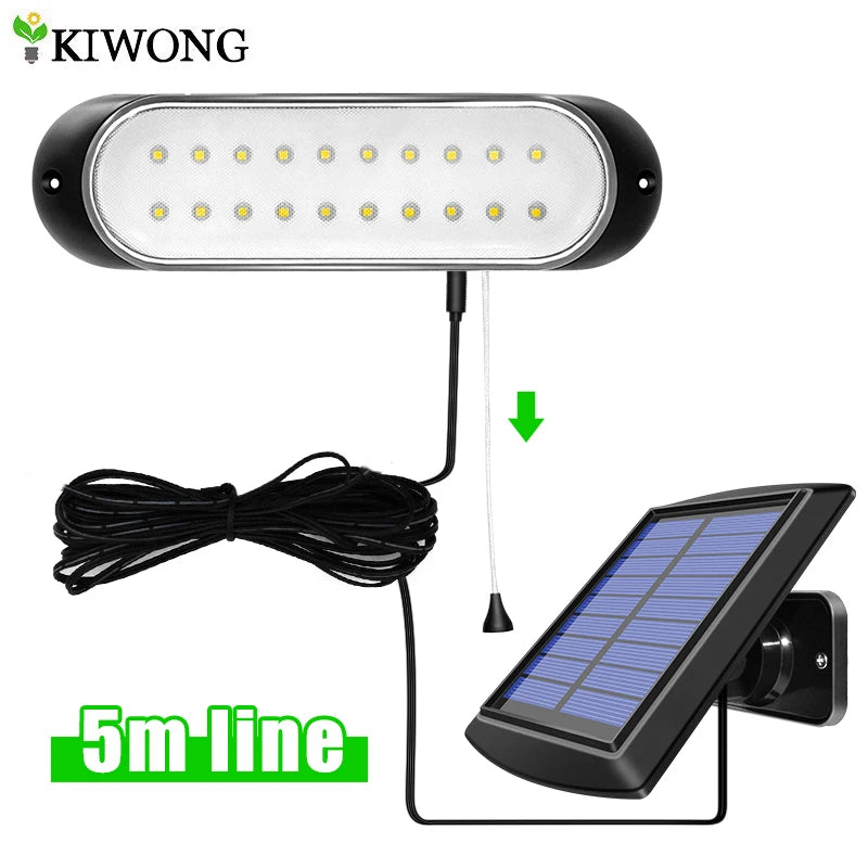 Lampe solaire 20 LED étanche avec ligne 5m et interrupteur