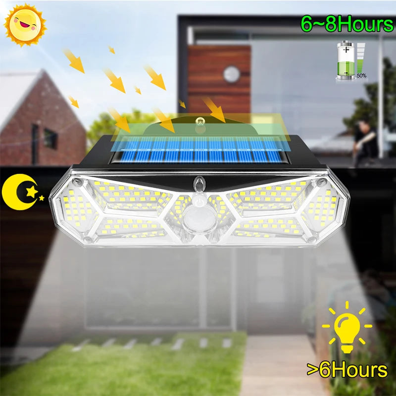 Lampe solaire murale 158 LED avec détecteur de mouvement IP65