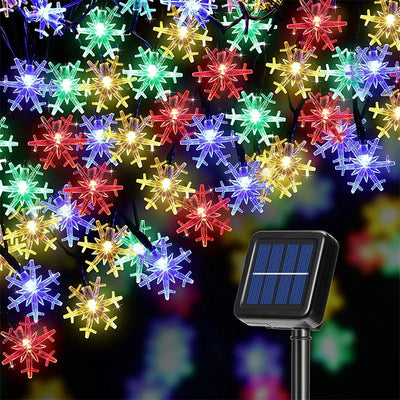 Guirlande Solaire Extérieur Flocon de Neige Noël 8 Modes Étanche