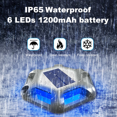 Lampe Solaire 6 LED Bleue Décorative Jardin Escaliers IP65