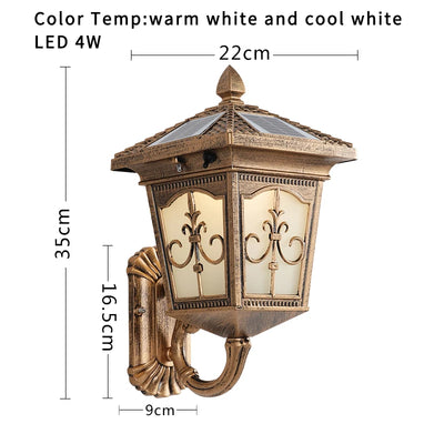 Applique Murale Solaire Extérieur Rétro Bronze et Noir
