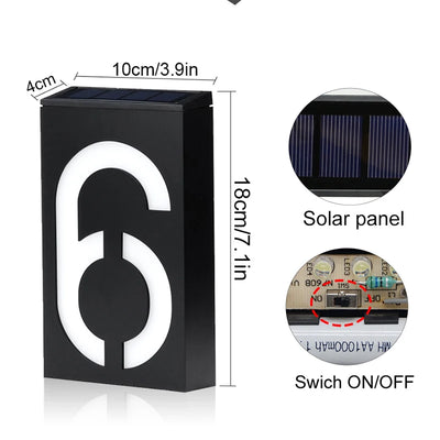 Lampe Solaire Numéro de Maison LED Plaque Adresse Étanche