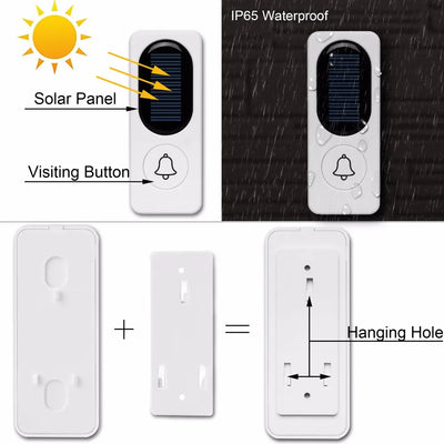 Sonnette Solaire Sans Fil Étanche à Énergie Cinétique