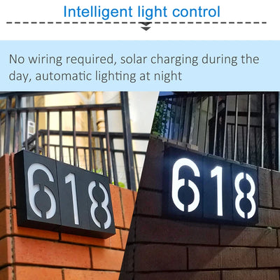 Lampe Solaire Numéro de Maison LED Plaque Adresse Étanche