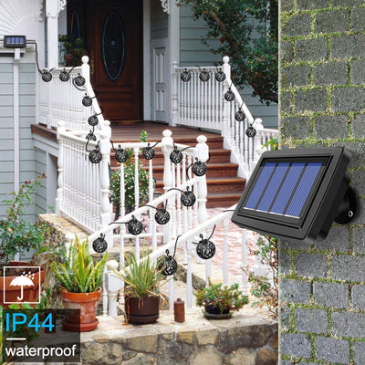 Guirlande Lanterne Solaire LED Flamme Vacillante 8 Boules Jardin
