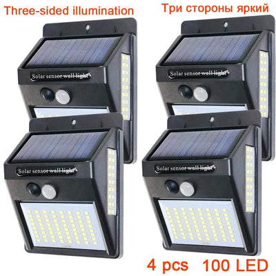Applique Murale Solaire 100 LED Grand Angle Détecteur de Mouvement