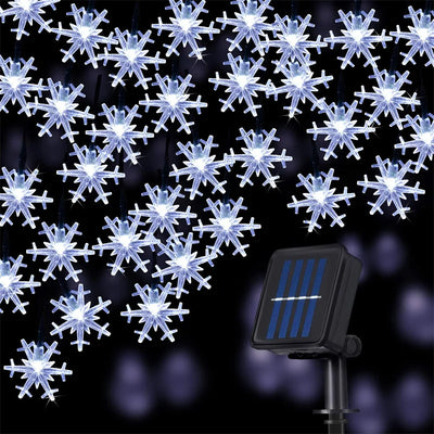 Guirlande Solaire Extérieur Flocon de Neige Noël 8 Modes Étanche
