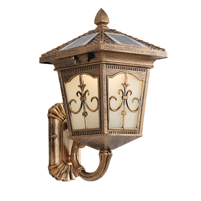 Applique Murale Solaire Extérieur Rétro Bronze et Noir