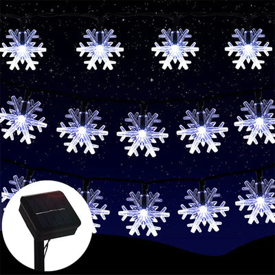 Guirlande Solaire Extérieur Flocon de Neige Noël 8 Modes Étanche