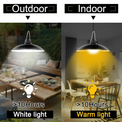 Lampe Solaire Suspendue Double Tête LED Extérieur Camping Jardin
