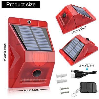 Lampe Alarme Solaire Stroboscopique Sirène 129dB Détecteur IP65